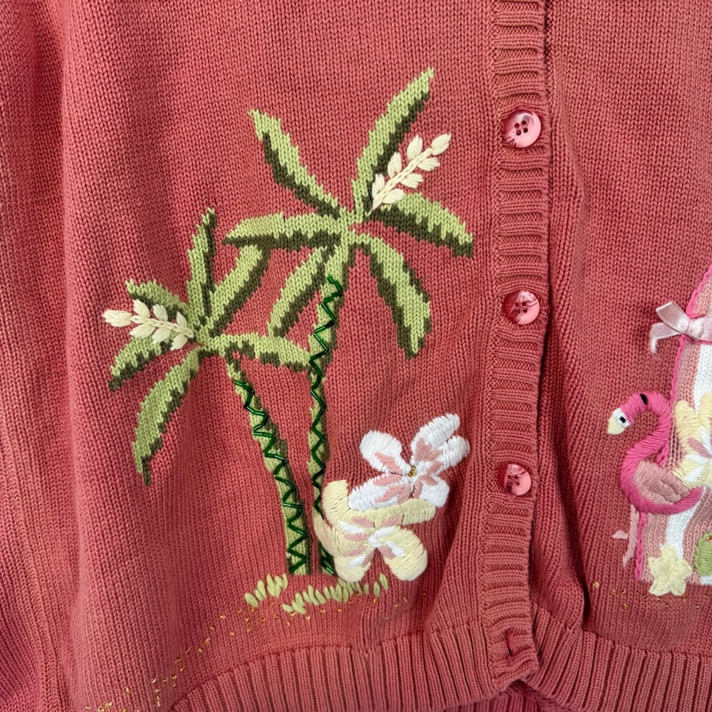 Tabi international cardigan Red Cardigan with Palm Tree and Sun Design - Picture 5 of 8